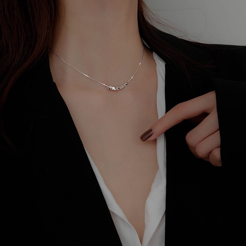 Dây chuyền bạc thiết kế 5 hạt hình ô van vát cạnh sáng đẹp đơn giản tinh tế ANTA Jewelry - ATJ9003