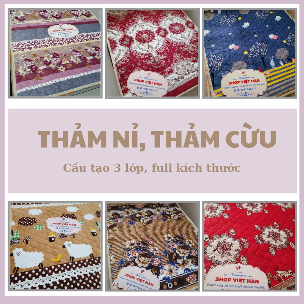 Thảm nỉ, thảm cừu tuyết nhung 3 lớp, trải giường đa năng siêu êm