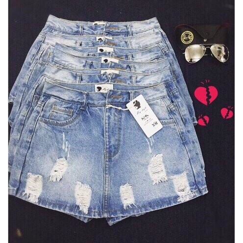 Short Jean giả váy rách cá tính