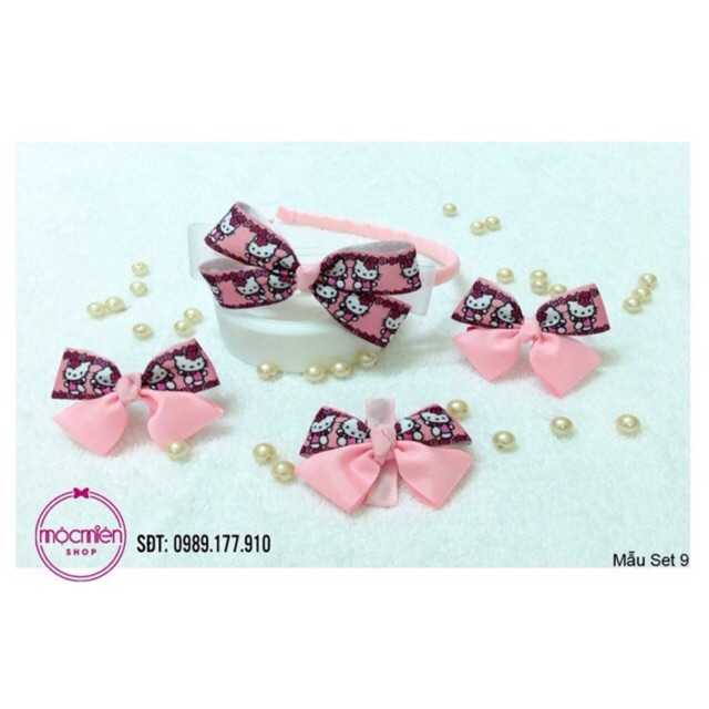 Set băng đô mèo kitty hồng