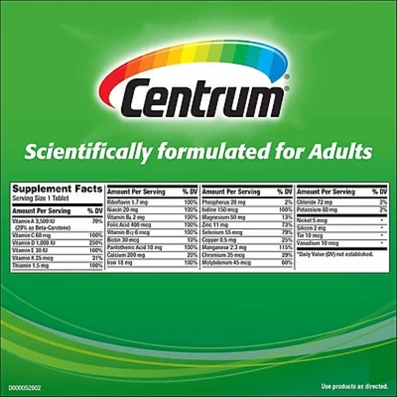 VITAMIN TỔNG HỢP NAM NỮ DƯỚI 50 TUỔI CENTRUM 365 VIÊN MỸ