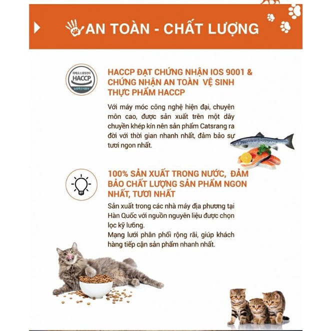 Thức ăn hạt cho mèo Catsrang Nhập khẩu Hàn Quốc túi 1kg tiện lợi!!!