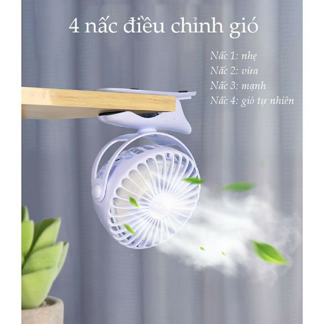 [Mã ELHA22 giảm 5% đơn 300K] quạt sạc tích điện yoobao kẹp xoay 360 độ F04 6400mah có bảo hành