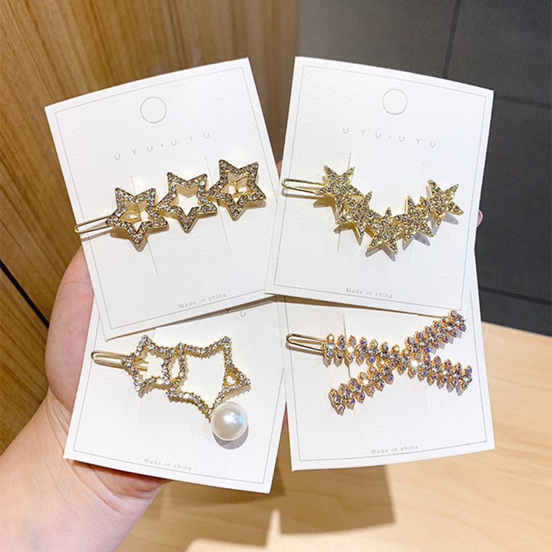 Kẹp tóc đính đá hình ngôi sao xinh xắn dành cho nữ