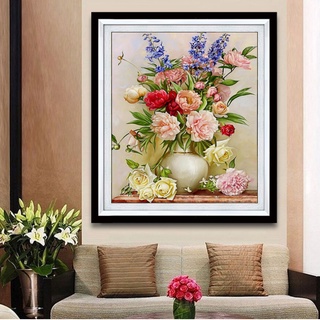Tranh Thêu Chữ Thập 3D Chậu Hoa Tao Nhã DV6318 (KHÁCH TỰ THÊU) KT:50X60CM