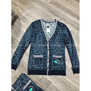 Áo Khoác Ren PERRO Xanh Navy Cổ Tim Có Túi - 2182
