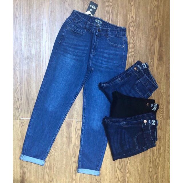 Quần jean nữa ASOS lưng thun cài nút. Túi cong