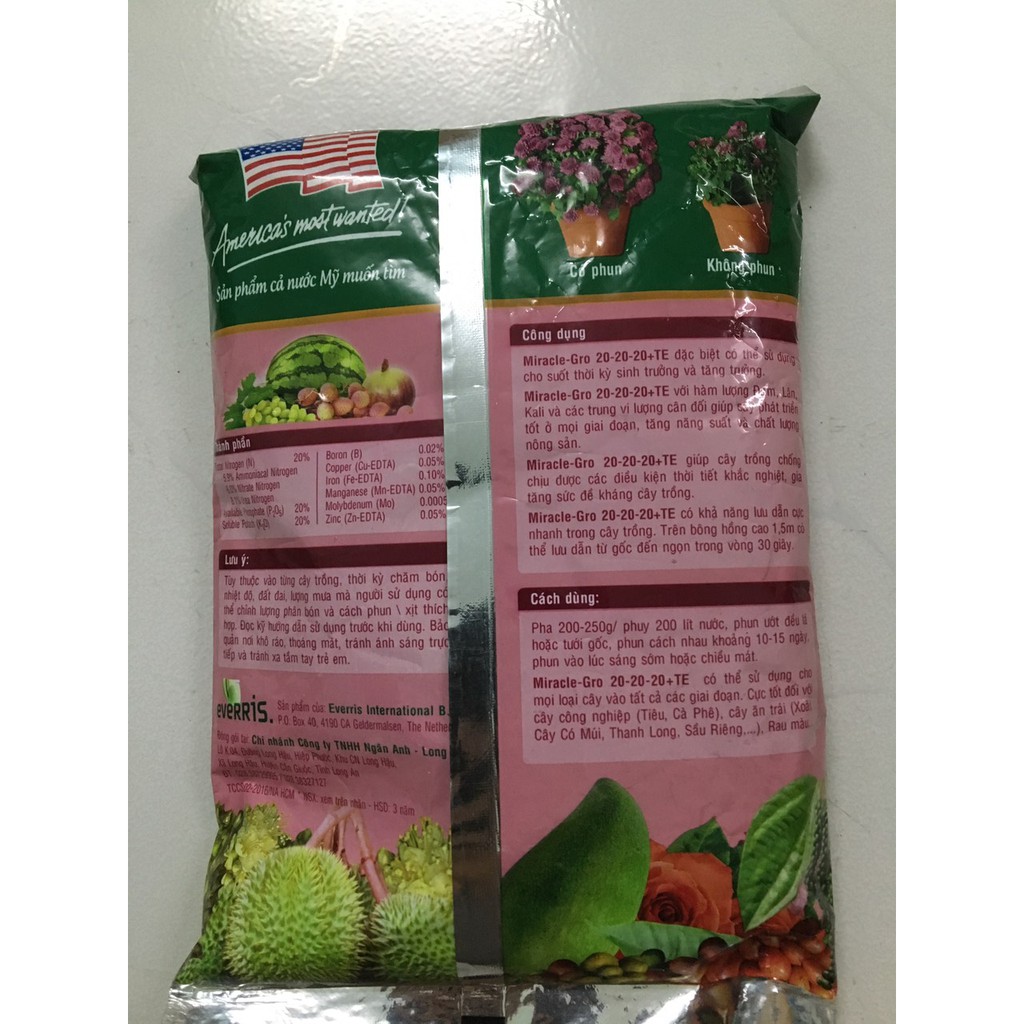 PHÂN BÓN Lá NPK HÀ LAN Miracle-Gro 20-20-20 + TE  Gói 500g