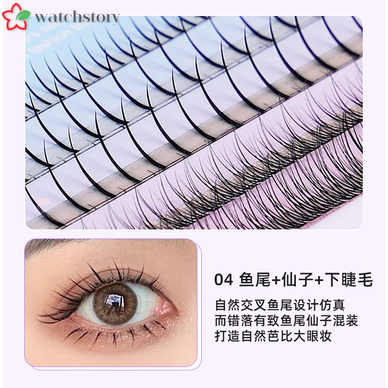 Năm Hàng Lông Mi Giả Đuôi Cá Tự Nhiên Hỗn Hợp + Lông Mi Giả Dạng Một Chùm Hoa Thần Tiên Từ Ghép Nối