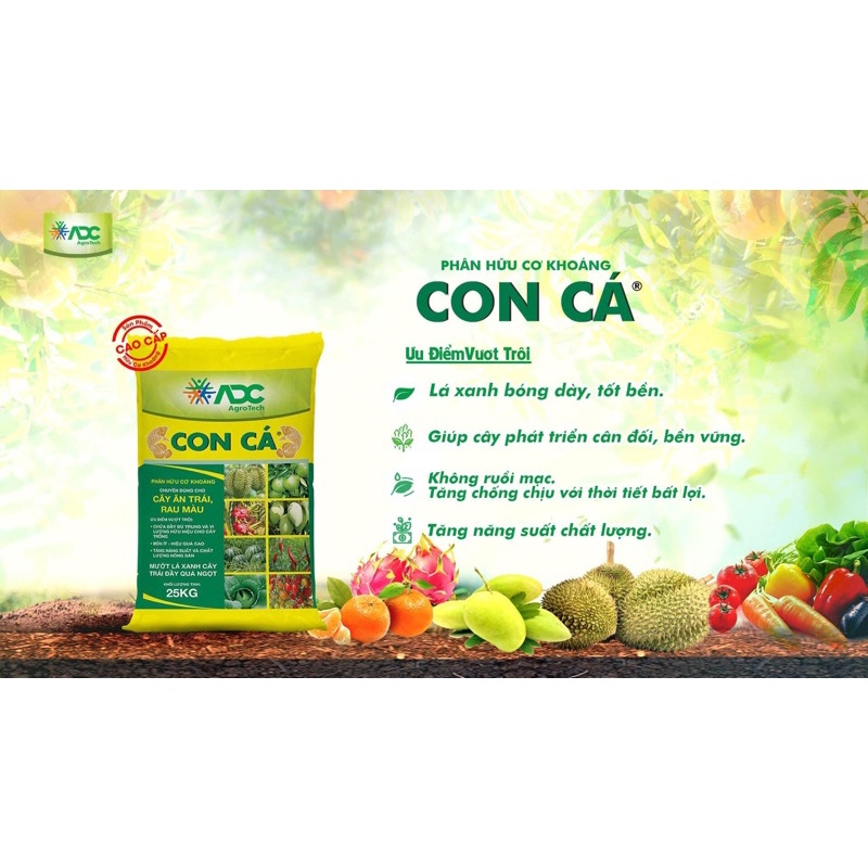 Phân hữu cơ khoáng hiệu Con cá bao 25kg của ADC