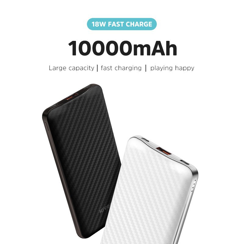 [ Chính Hãng Kivee ] Sạc Dự Phòng dung lượng 10000mah PT206D hỗ trợ sạc nhanh