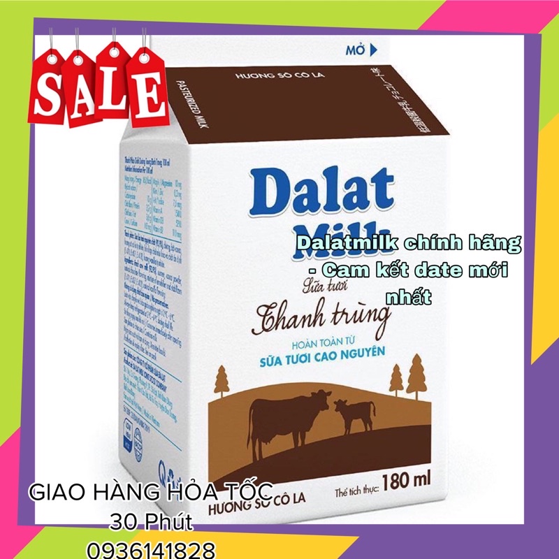 Dalatmilk sữa thanh trùng chocolate 180ml date mới sẵn