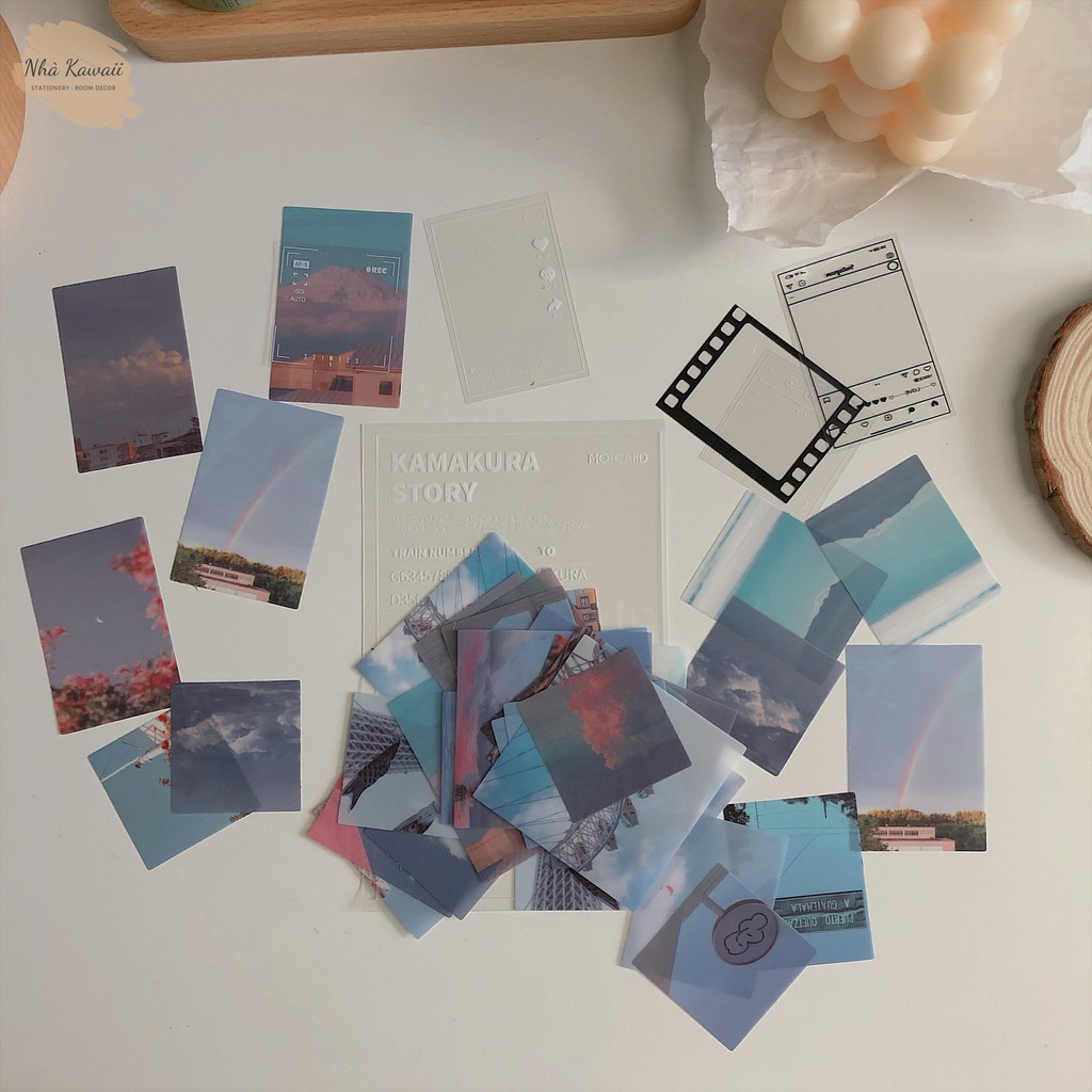 Sticker phong cảnh Dream Journey Mocard, hình dán PET trang trí bullet journal - set 45 miếng