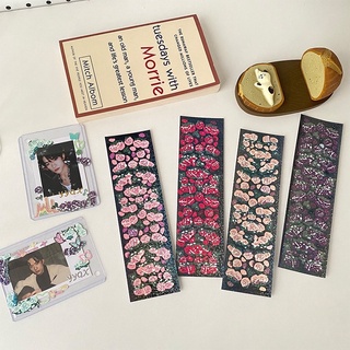 Sticker ruy băng hoạ tiết hoa hồng lấp lánh bling bling dùng trang trí sổ tay, decor toploader