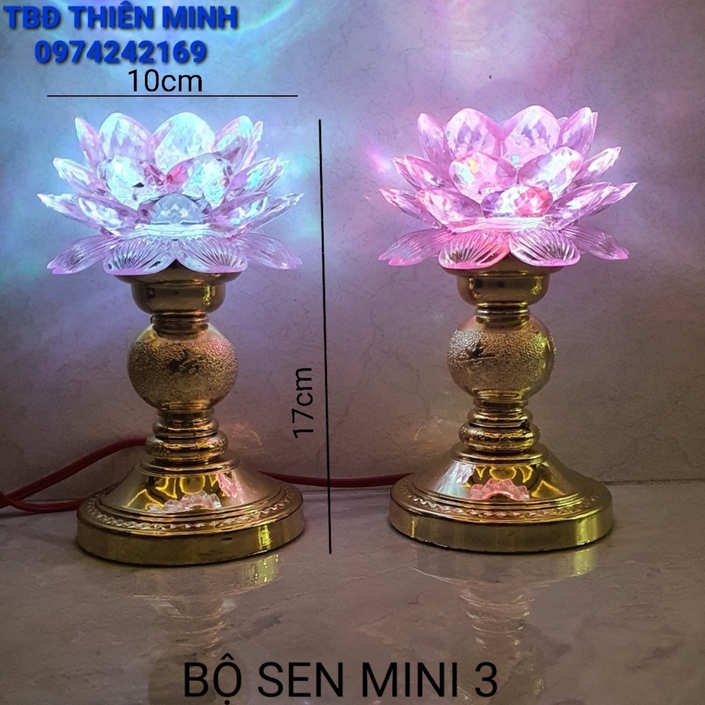 BỘ 2 ĐÈN THỜ HOA SEN LED