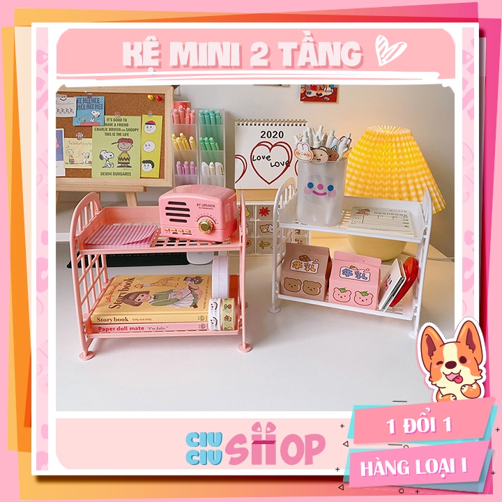Kệ nhựa mini 2 tầng decor siêu xinh CiuCiu shop