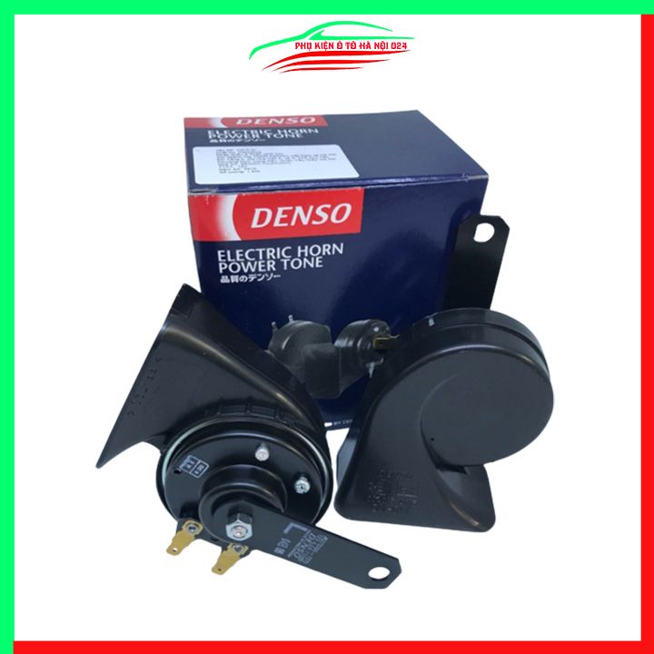 Bộ 2 còi sên DENSO kèn xe hơi 12V có sẵn dây âm lượng chuẩn dùng cho xe máy ô tô