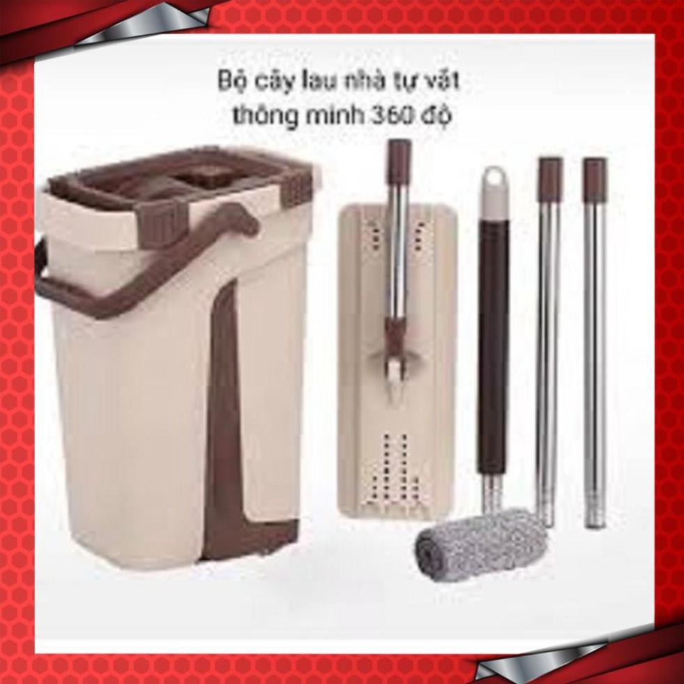 Cây lau nhà tự vắt 2 trong 1 kèm thùng 2 bông lau -giao màu ngâu nhiên DV001