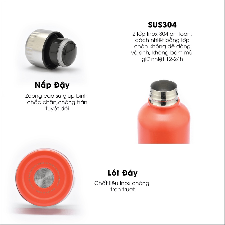 Bình Giữ Nhiệt Space KL6    Hàng Chính Hãng, Dung Tích 500ml, Giữ Nhiệt 15 - 20h, Inox 304, Chống Tràn, Bảo Hành 6 Tháng