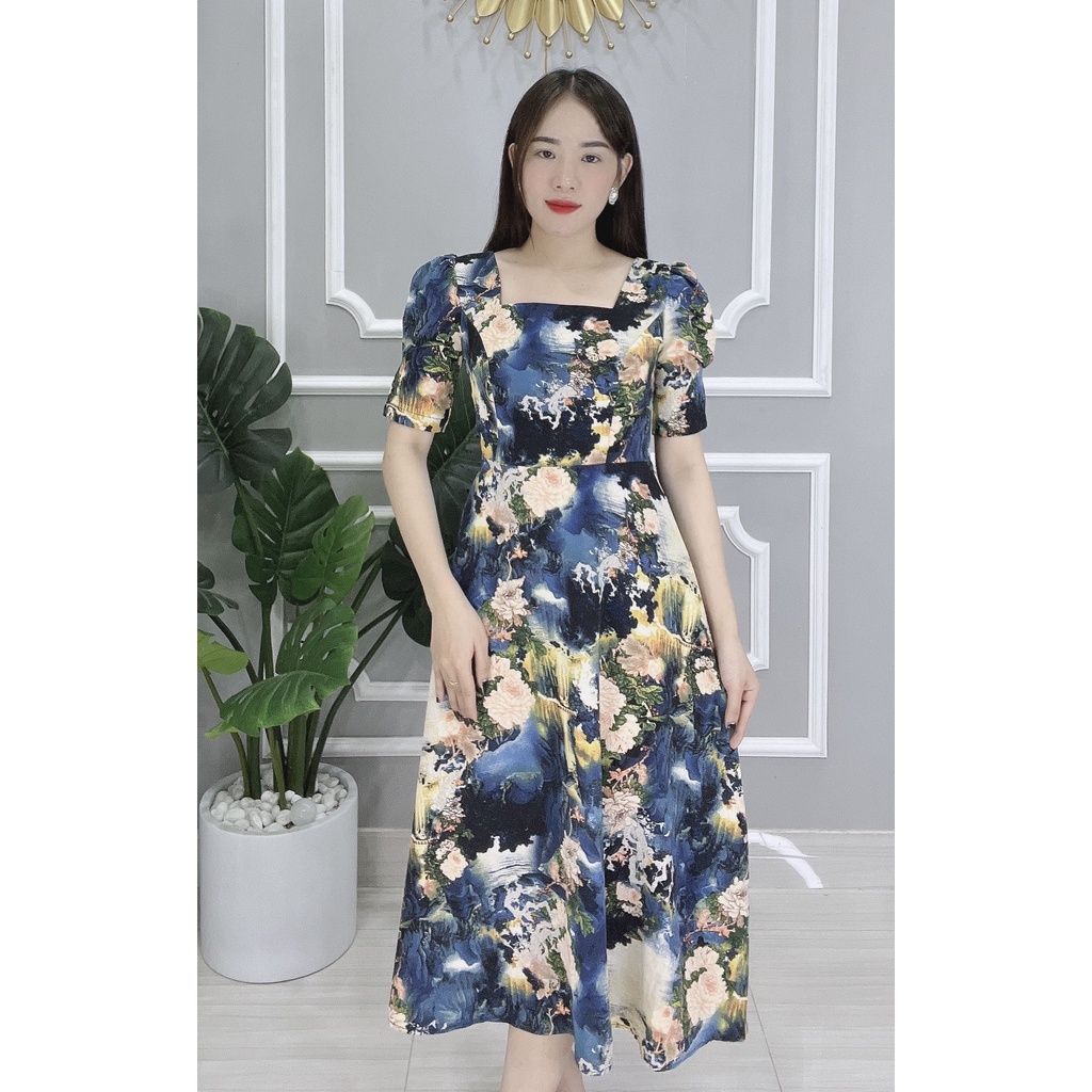 Đầm Xòe Hoa Cổ Vuông Cao Cấp Cực Đẹp - Thương Hiệu Dori - DP146
