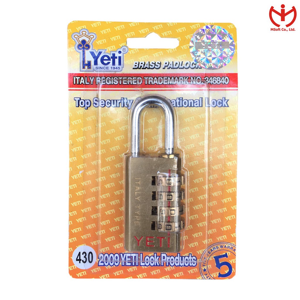 [Hỏa tốc HCM] Ổ khóa số YETI thân đồng thau nhiều kích thước - MSOFT