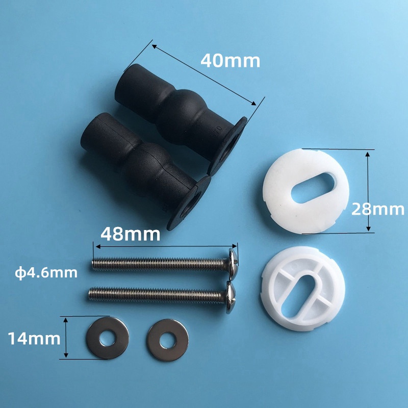 Bộ Ốc Vít Cao Su Cố Định Bệ Ngồi Bồn Cầu Kèm Đai Ốc Nhựa WC