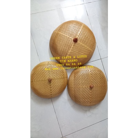 Lồng Bàn Tre, Lồng Bàn Mây Tre Đan Handmade Nút Gỗ Chuẩn Đẹp Dùng Đậy Thực Phẩm, Decor Nội Thất Cao Cấp