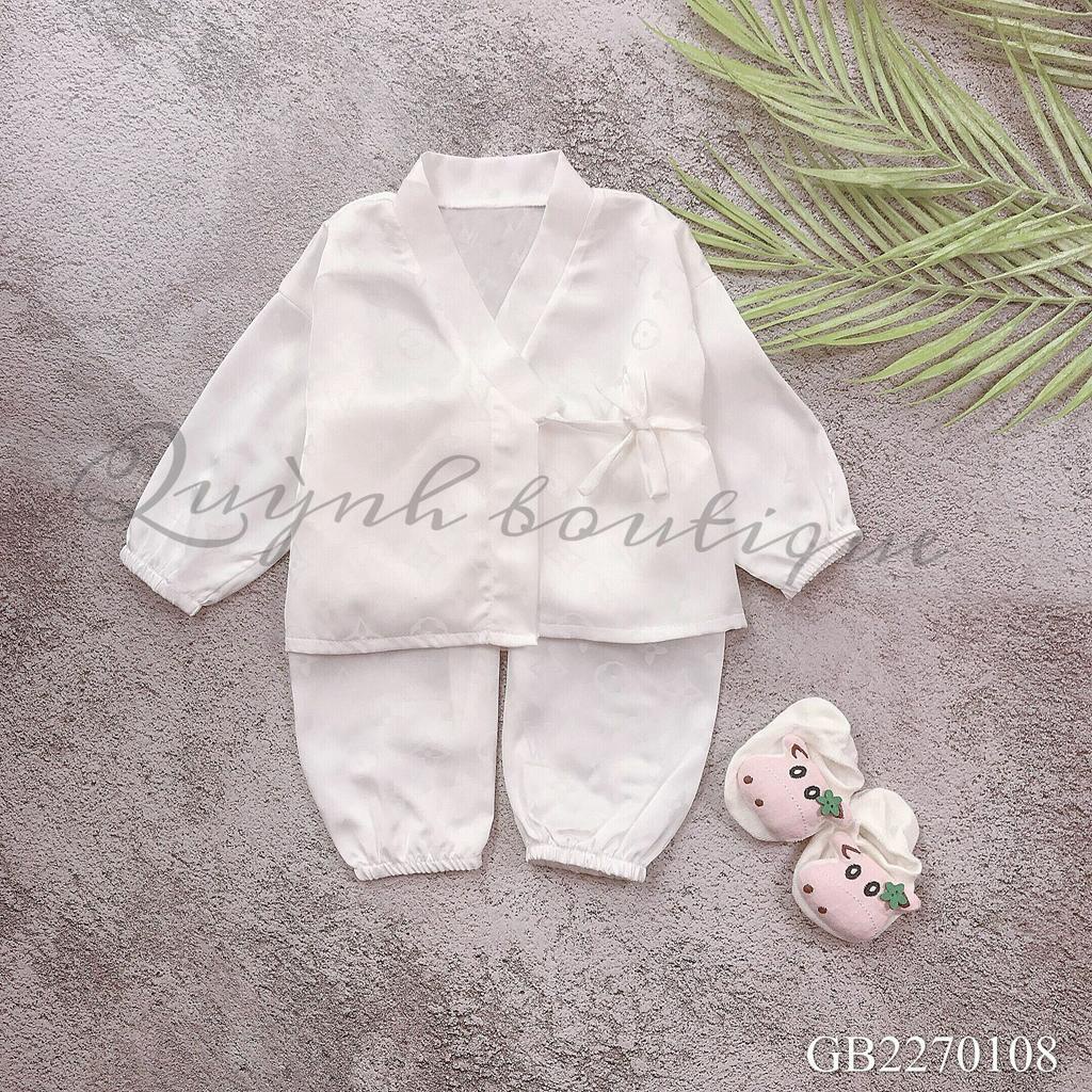 Quần áo trẻ em QUỲNH BOUTIQUE Bộ Pijama lụa họa tiết LV