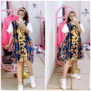 Đầm Tay Phồng (75kg-95kg) Cổ Tròn Big Size, Hình Thật Shop Chụp - DTBXL2100
