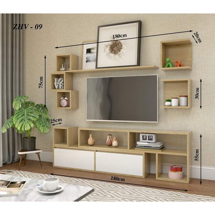 KỆ TI VI GỖ MDF TREO TƯỜNG HIỆN ĐẠI KHIẾN CĂN PHÒNG KHÁCH TRỞ LÊN TIỆN NGHI VÀ THOÁNG MÁT