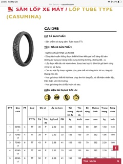 Cặp vỏ 70/90-17 và 80/90-17