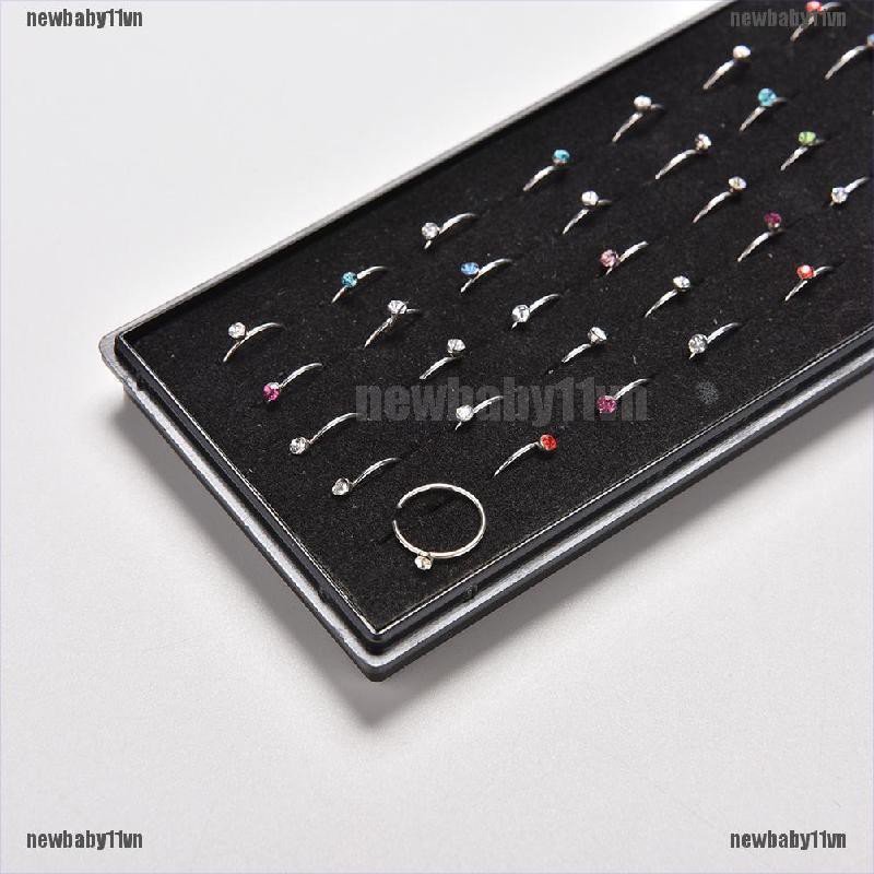 1 Hộp 40 Khuyên Mũi Thép Không Rỉ Đính Đá Pha Lê