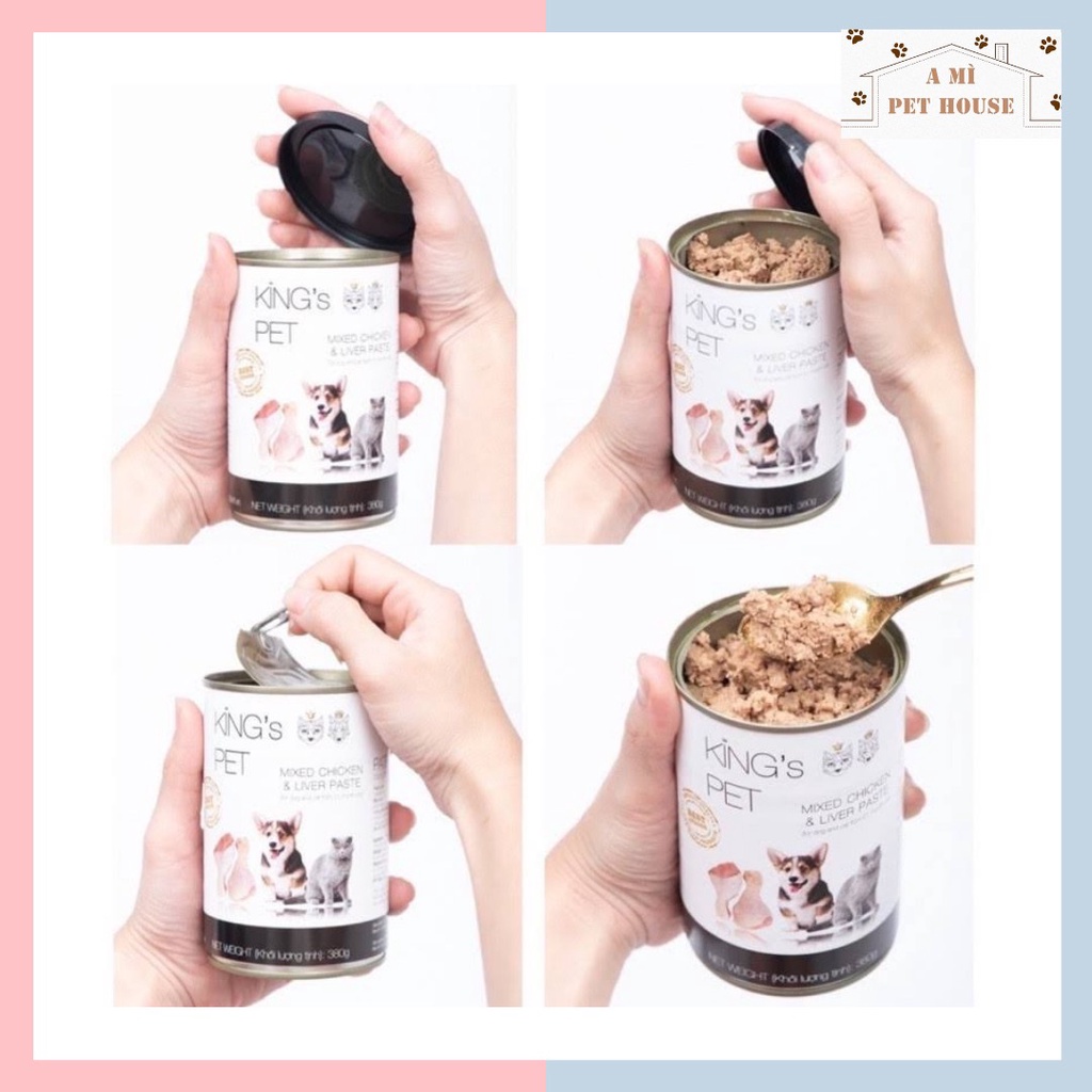 Pate KING'S PET dành cho chó và mèo - 4 vị (cá hồi, cá biển, thịt gà, giò heo hầm)