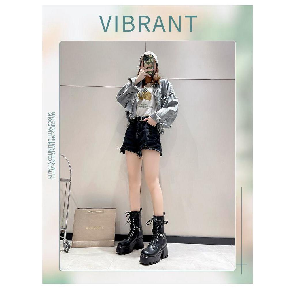 Giày Bốt martin Cao Gót 9cm Phong Cách Anh Quốc Thời Trang Mùa Thu Mới Cho Nữ