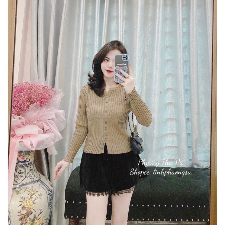 Áo len đũa dài tay dáng ôm, áo len cúc cài kiểu dáng sexy