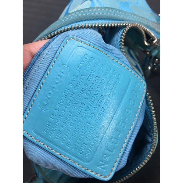 Túi đeo chéo/đeo vai Coach used bằng da màu xanh ngọc