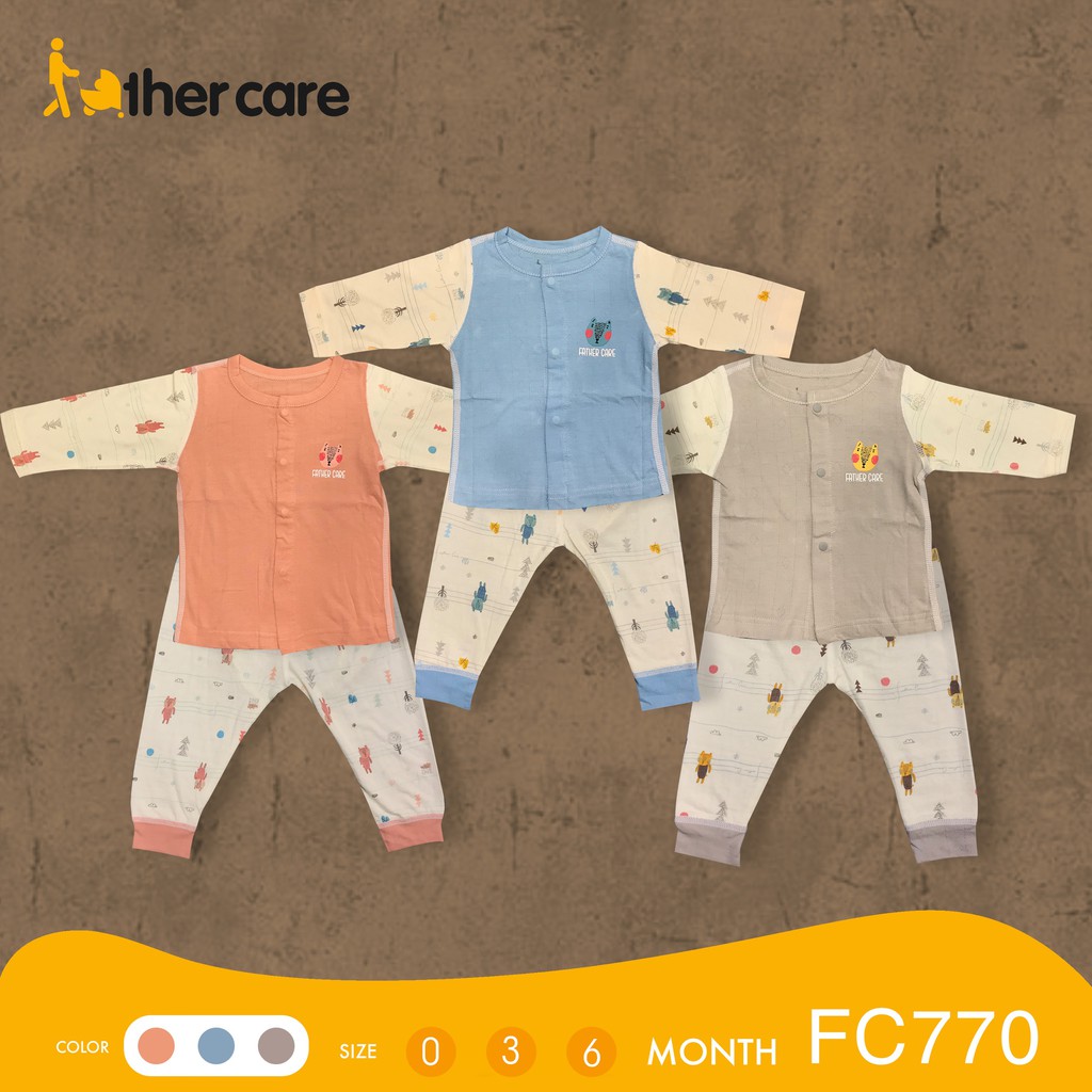 Bộ Quần Áo sơ sinh DT FatherCare Cài Giữa - Họa Tiết Báo  FC770
