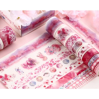 Băng dính Washi Tape set 10 mẫu Mạch Thượng Hữu Dâu trang trí tranh, planner, sổ tay