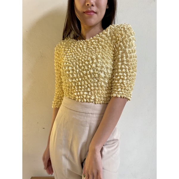 Áo popcorn nhún tay lửng