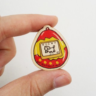 Huy Hiệu Cài Áo Gỗ Tuổi thơ Đồ chơi Thú gà ảo Đỏ PN036