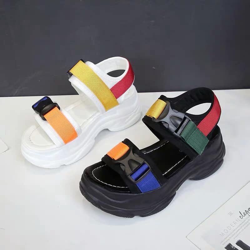 Giày sandal học sinh đế cao êm chân phối màu siêu hot