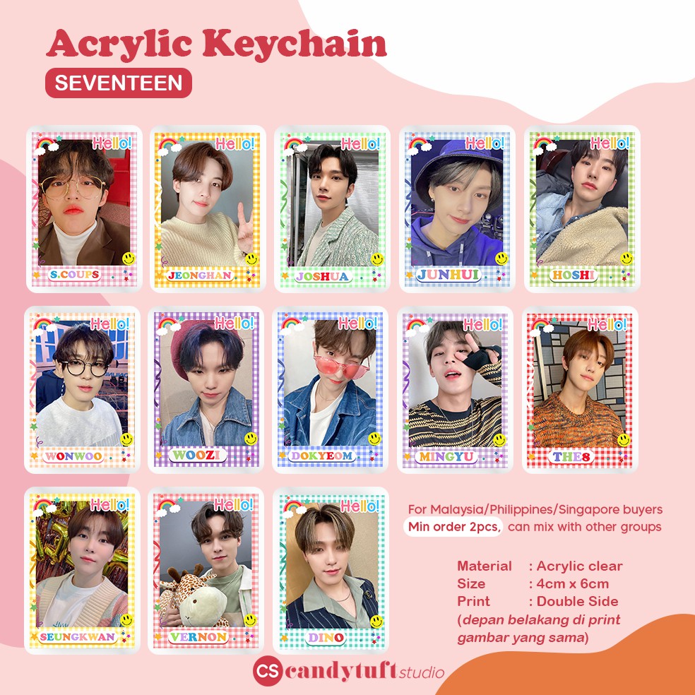 Móc Khóa Nhựa Acrylic Trong Suốt In Hình Nhóm Nhạc Seventeen