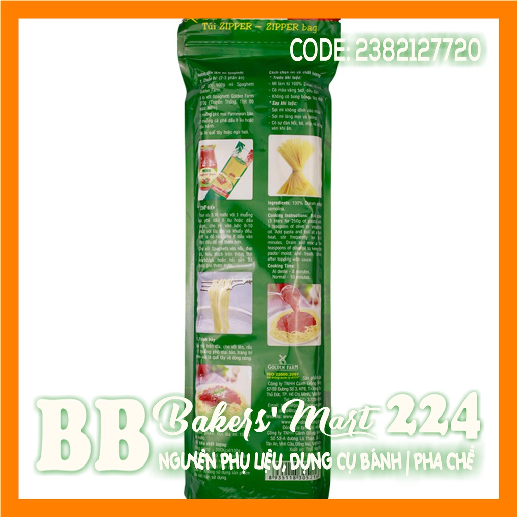 Mì SPAGHETTI hiệu GOLDEN FARM túi ZIPPER - Gói 500gr