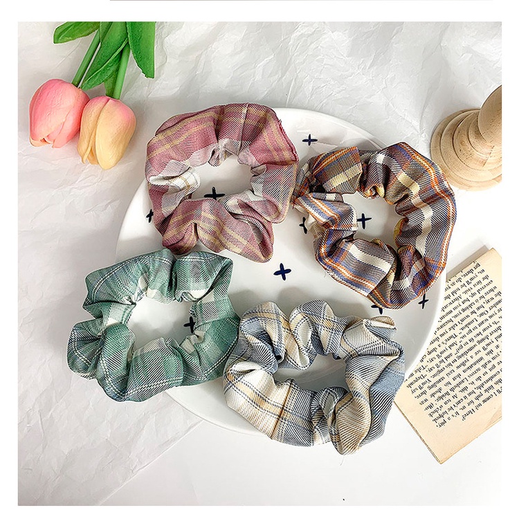 Dây Buộc Tóc Họa Tiết Kẻ Sọc Nhiều Màu Phong Cách Hàn Quốc Cho Nữ JP6