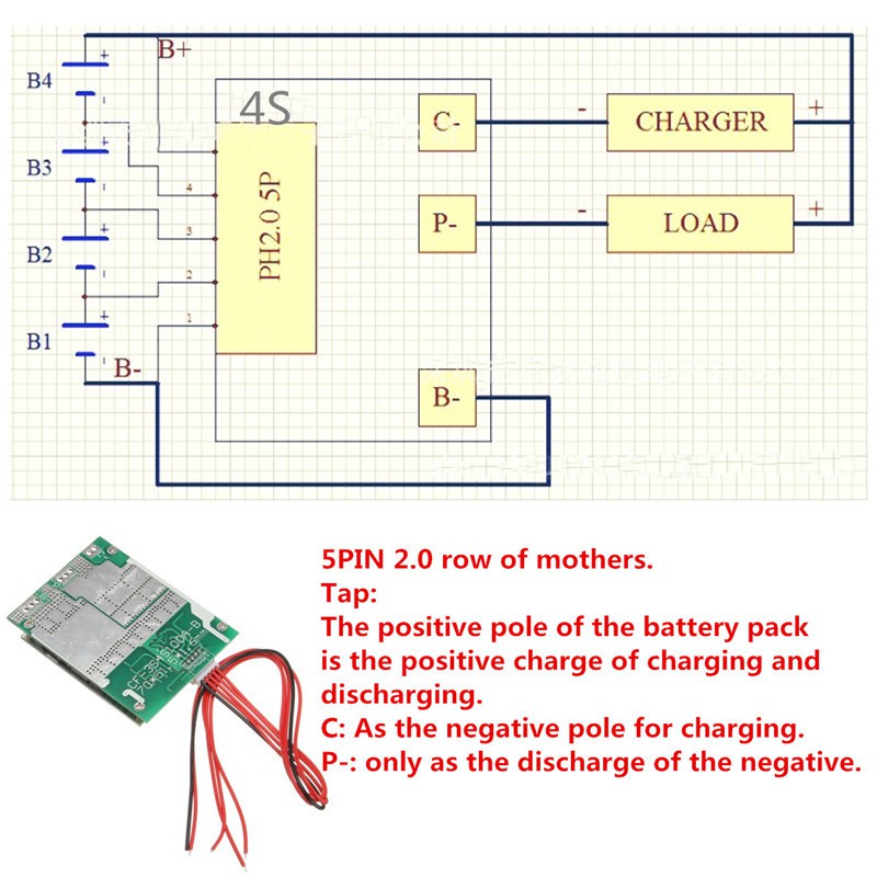 mạch sạc lithium - bảo vệ 4S pin 32650 3.2V-100A