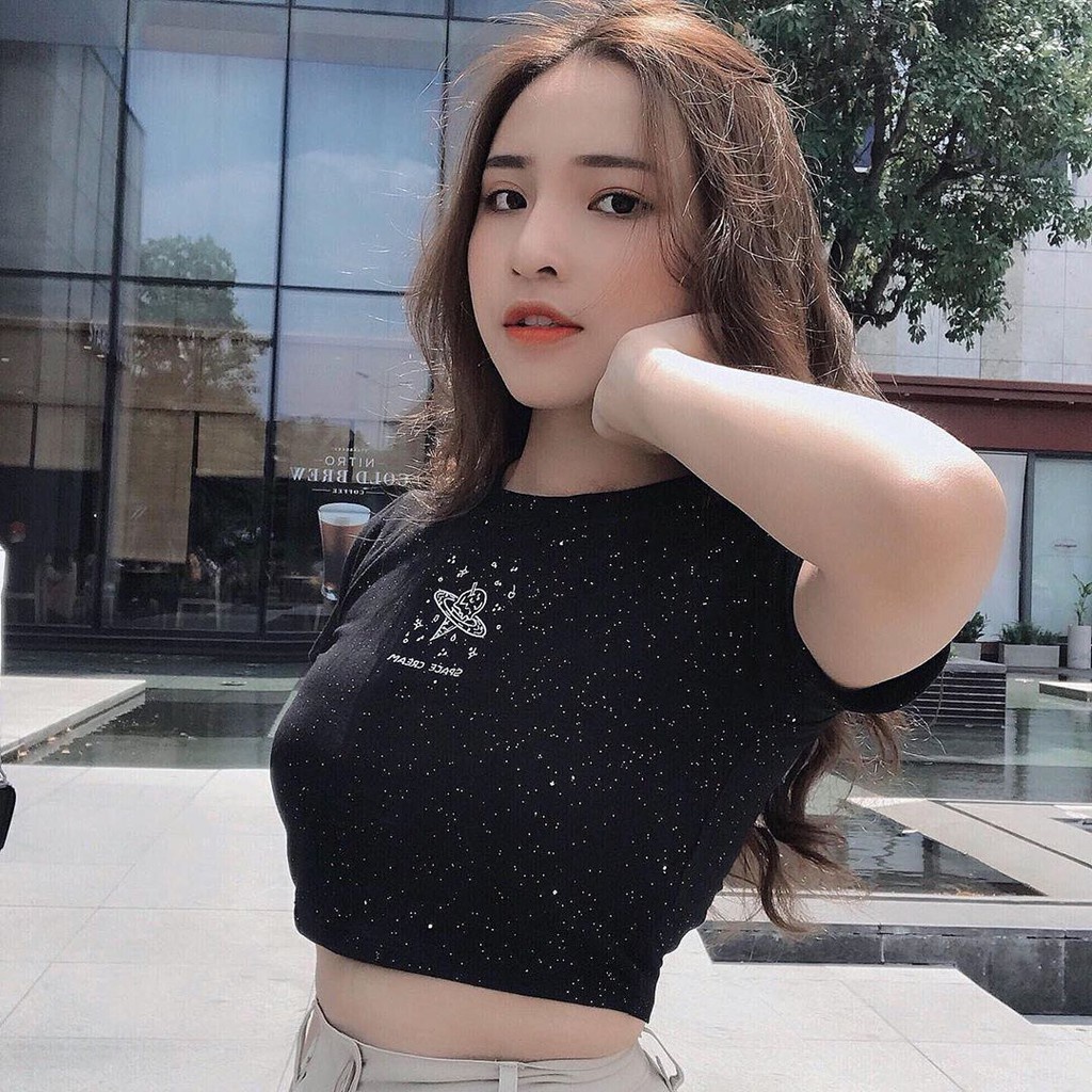 ÁO CROP TOP SPACE CREAM - CROPTOP NHŨ BODY HOT