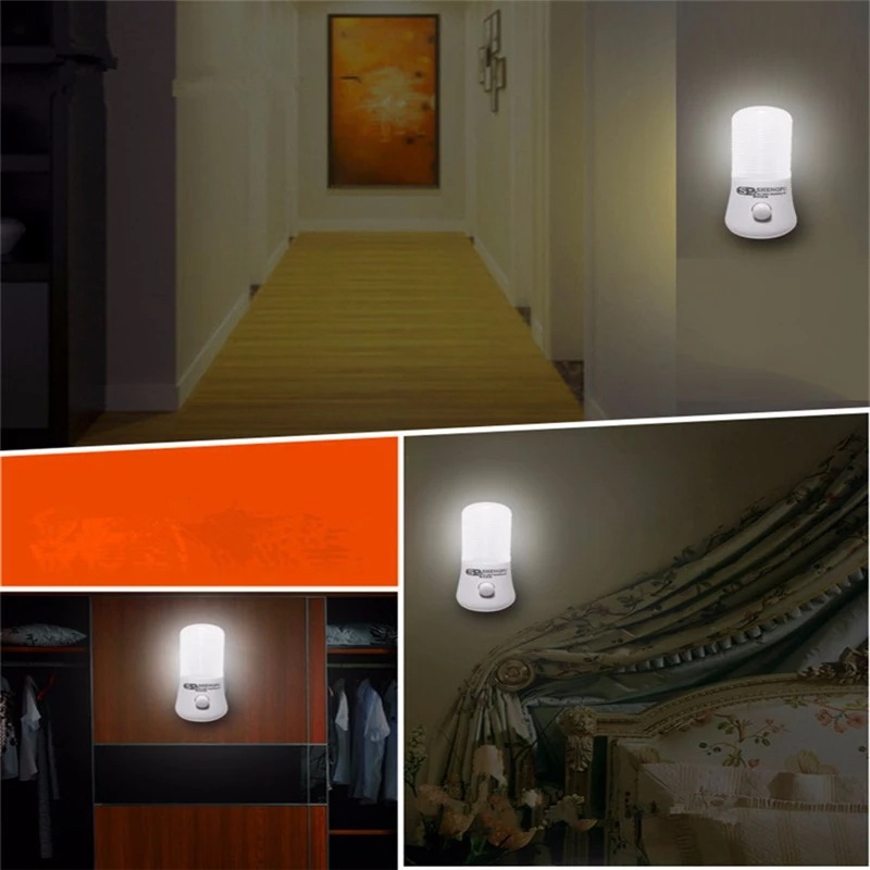 3W LED Wall-mounted Night Light Bedside Emergency Lamp Energy-efficient Wall Socket Lamp for Bedroom Home Living Room