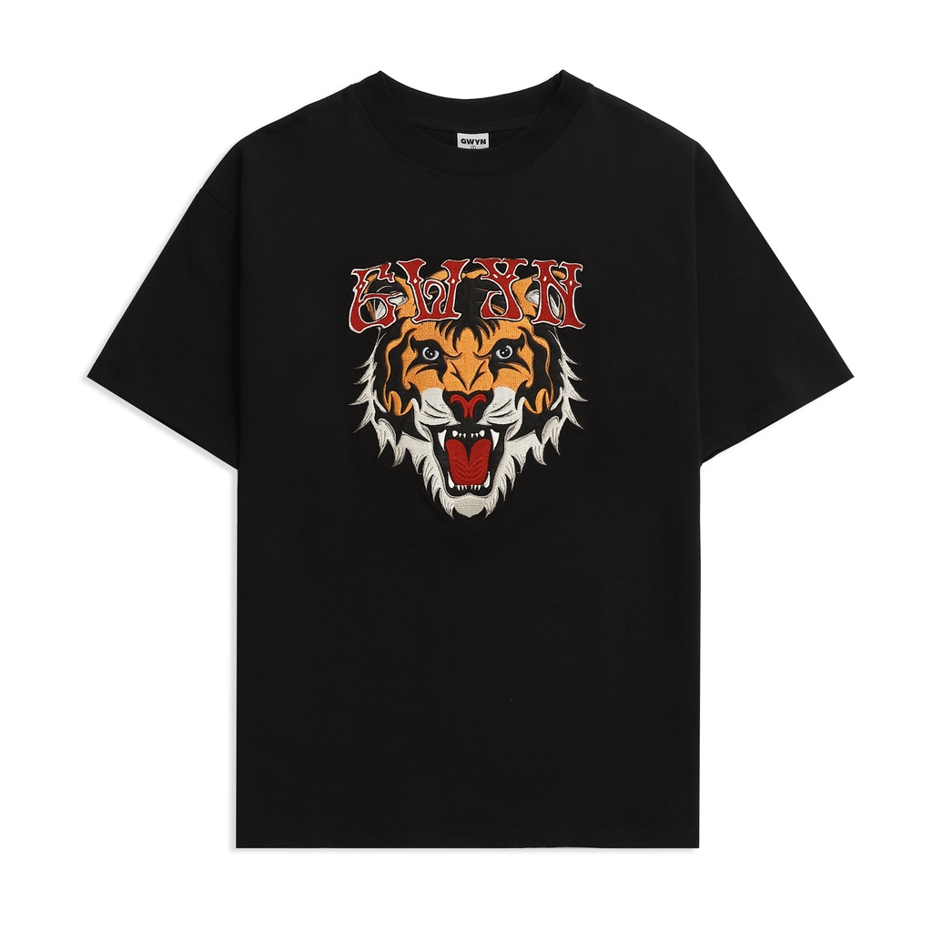 Áo thun " GWYN TIGER " unisex màu đen cotton dày dặn