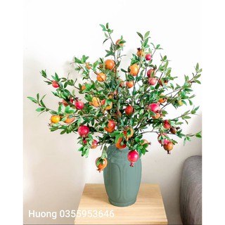 Cành lựu lớn ( 6 quả, 90 cm)  chất liệu cao cấp