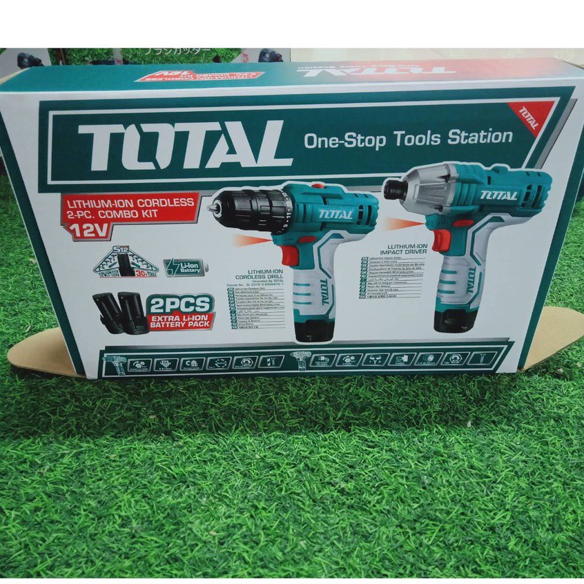Bộ combo máy khoan & máy siết vít dùng pin 12V Total TKLI1201 TDLI12325 TIRLI1201